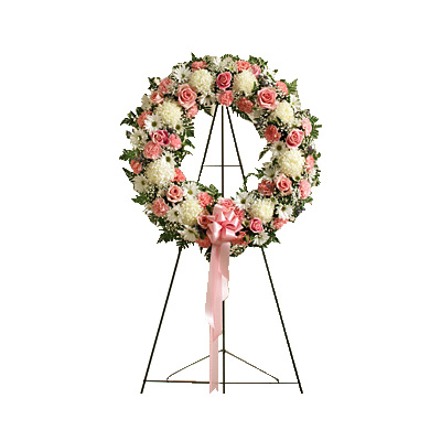 Pink & White Standing Wreath - Condolence