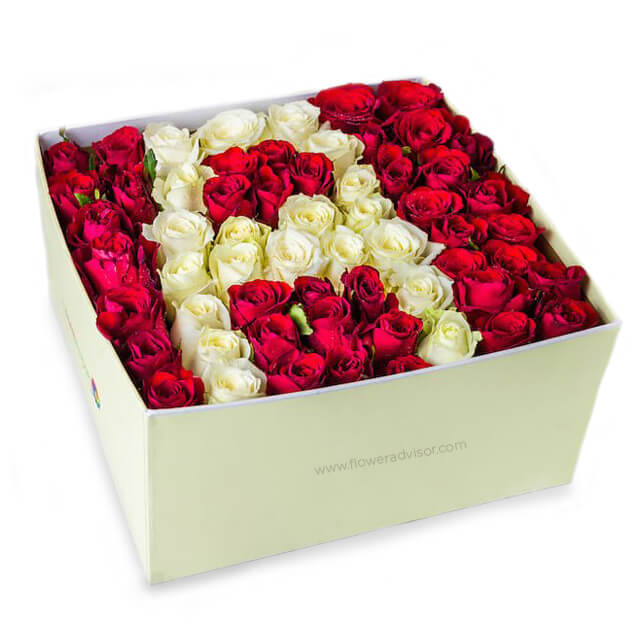 Initial Arrangement Roses in Bloom Box - Anniversary