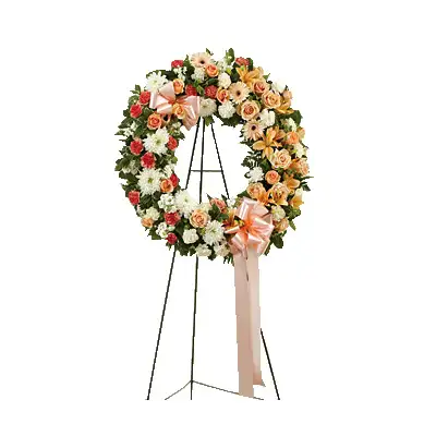 Peach, Orange & White Standing Wreath